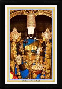 Braj Art Gallery Sri Venkateswara Swamy Tirupati Balaji adorned with Jewels Photo Frame Digital Reprint 19.5 inch x 13.5 inch Painting
