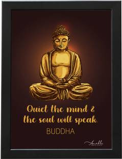 Amable Arts Buddha Quotes Poster for wall, Gautama Buddha Framed Painting Photo for Wall Digital Reprint 14 inch x 11 inch Painting