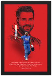 Ritwika's Cricketer Rohit Sharma Sports Poster Framed Digital Reprint 13.5 inch x 9.5 inch Painting