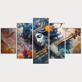 KARNIART Premium Krishna beautiful Wall Painting for Living Room, Bedroom, gifts Digital Reprint 17 inch x 30 inch Painting