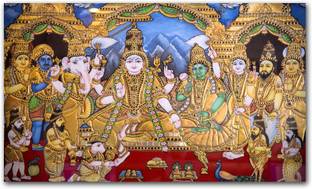Anweshas Rolled Canvas Painting Without Frame for Home & Office - Tanjor Painting Canvas 20 inch x 32 inch Painting