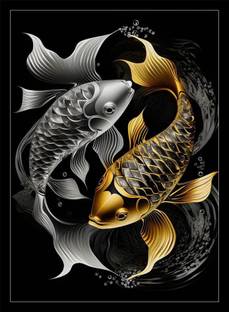 SHOWCASE ARTS VASTU 2 GOLDEN FISH Digital Reprint 14 inch x 10 inch Painting