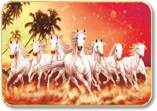 saf Vastu 7 Horses Framed Large Digital Reprint 13.5 inch x 19.5 inch Painting