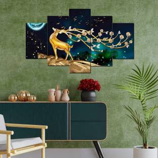 SNDArt Set Of 5 Modern Art Deer Paintings For Living Room Digital Reprint 18 inch x 30 inch Painting