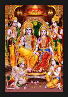 जॉग क्राफ्ट ramdarbar photo, ram parivar photo frame, ram family डिजिटल रीप्रिंट 20 inch x 14 inch पेंटिंग