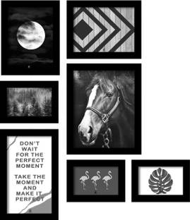 Painting Mantra Set of 7 Black Art Print, Painting for Home Décor, Paintings with Frame for Living Room(21.6x27.6 Inch) Digital Reprint 27.6 inch x 21.6 inch Painting