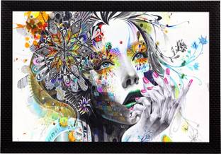 eCraftIndia Abstract Face Satin Matt Textured UV Art Canvas 14 inch x 20 inch Painting