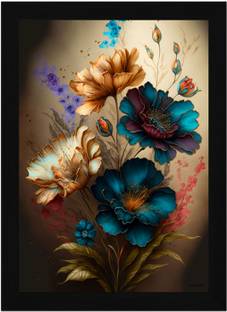 FRIZZY ARTS Midnight Petal Whispers – Dark Floral Fantasy Art Digital Reprint 20 inch x 14 inch Painting