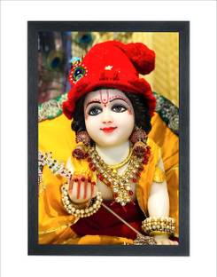 Chitransh Gifts Bal Krishna Wall Painting Photo Frame Digital Reprint 14 inch x 20 inch Painting