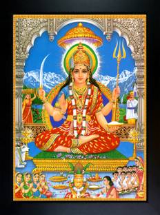 CrowdHall Santoshi Mata Photo Frame Digital Reprint 13.5 inch x 10 inch Painting