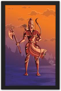 Ritwika's Modern Artwork Of Parashuram Carrying Axe and Bow With Frame For Home And Office Décor Digital Reprint 13.5 inch x 9.5 inch Painting