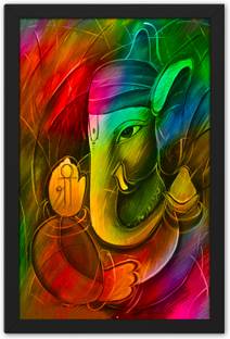 Ritwika's Lord Ganesha Modern Art Multicolor Abstract Digital Reprint 13.5 inch x 9.5 inch Painting