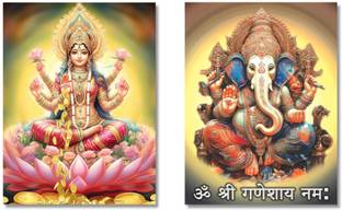 Anaadi Laxmi Ganesh Ji Photo Poster For Home & Office Decoration Digital Reprint 12 inch x 10 inch Painting