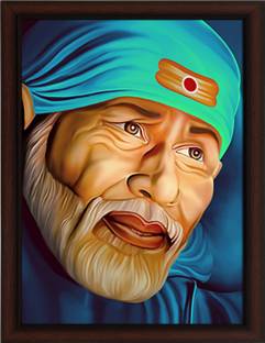 Masstone Shirdi Sai Baba Religious UV Matt Textured Effect Framed HD Digital Reprint 11 inch x 14 inch Painting