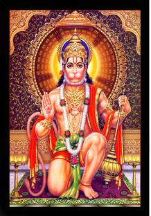 Dharvika Innovations Hanuman Photo Frame | Hanumanji Photo Frame Digital Reprint 14 inch x 11 inch Painting