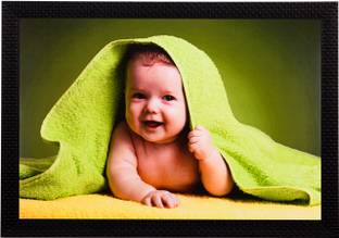 eCraftIndia Cute Baby Satin Matt Textured UV Art Canvas 11 inch x 14 inch Painting