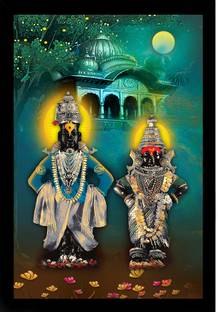 Dharvika Innovations Vitthal Photo Frame | Vitthal Rukmini Photo Frame Digital Reprint 14 inch x 11 inch Painting
