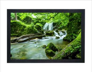 Chitransh Beautiful Waterfall Wall Mounted Printing Digital Reprint 20 inch x 14 inch Painting
