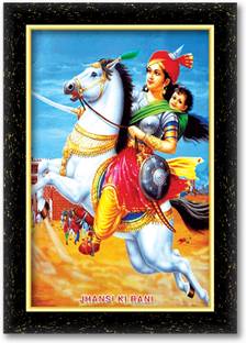 KSS JHANSI KI RANI LAXMIBAI photo frame (Wood Base and Front Laminated) Acrylic 12 inch x 8 inch Painting