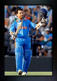 CrowdHall Sachin Tendulkar Photo Frame | Sachin Tendulkar Poster Digital Reprint 13.5 inch x 10 inch Painting