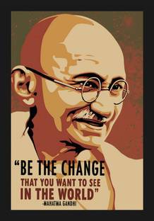 jog craft mahatma gandhi photo frame, freedom fighter photo Digital Reprint 20 inch x 14 inch Painting