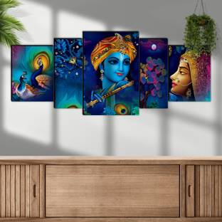 saf Radha Krishna Large Set of 5 Digital Reprint 18 inch x 42 inch Painting