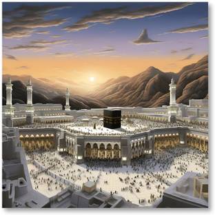 saf Wooden Framed Islmic Makka Madina Canvas Wall Painting for Home DécorCR-233