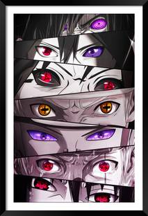 DBrush All anime character eyes artwork poster with framed laminated coated art Digital Reprint 20 inch x 14 inch Painting