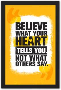 Ritwika's Motivational Quotes About Believe What Your Heart.. Modern Art Framed Painting Digital Reprint 9.5 inch x 0.5 inch Painting