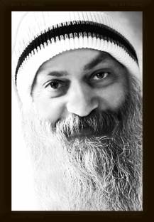 Braj Art Gallery Osho Acharya Rajneesh Candid Smile B&W Photo Frame Digital Reprint 19.5 inch x 13.5 inch Painting