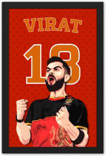 ऋत्विकाज़ Indian Cricketer Virat Kohli In Celebrating Pose Sports Framed Poster डिजिटल रीप्रिंट 13.5 inch x 9.5 inch पेंटिंग