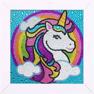 HASTHIP Rainbow Unicorn 5D Diamond Painting Kit Art Painting Kit with Frame & Tool Canvas 7.1 inch x 7.1 inch Painting