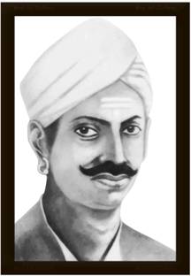 Braj Art Gallery Mangal Pandey B&W Portrait Photo Frame Digital Reprint 19.5 inch x 13.5 inch Painting