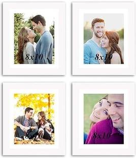 MAHITRADERS Set of 4 White Wood Photo Frames for Wall Decor Digital Reprint 10 inch x 8 inch Painting