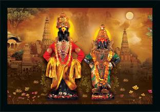 धर्विका इनोवेशंस Vitthal Rukmini Photo Frame Home Decorative Gift Item with Synthetic Frame डिजिटल रीप्रिंट 14 inch x 20 inch पेंटिंग