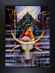 MHridayCraft MHC - Shiv Parvati ji 20 Digital Reprint 12 inch x 9 inch Painting