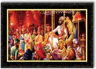 KSS KSS SHIVAJI MAHARAJ RAJYABHISHEK PHOTO FRAME (WOOD BASE AND FRONT LAMINATED) Acrylic 12 inch x 18 inch Painting