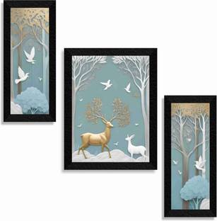 saf deer in jungle Premium wall paintings for wall decoration, living room Digital Reprint 14 inch x 24 inch Painting
