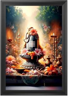 LVY Arts Lord Shiva Photo Frame for Mandir, Office, Gym, & Home Décor Digital Reprint 11 inch x 9 inch Painting