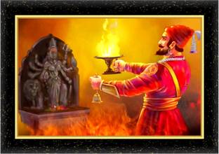 ARAAKA SHIVAJI MAHARAJ Laminated photo frame (Wood Base and Front Laminated) Acrylic 8 inch x 12 inch Painting