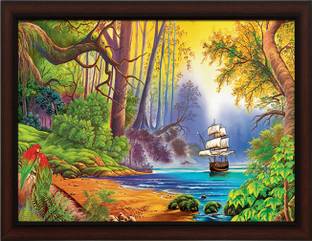 Masstone Natural Scenery Lanscape UV Matt Textured Effect Framed HD Digital Reprint 11 inch x 14 inch Painting