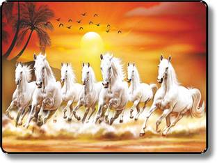 saf 7 Running horses Vastu UV textured Digital Reprint 14 inch x 11 inch Painting