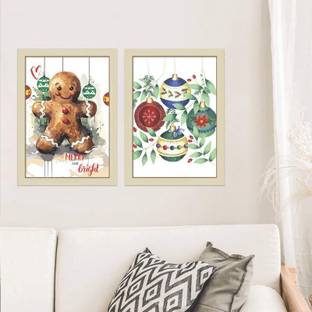 Painting Mantra Gallery Wall Art Set, Christmas Prints, Teddy Merry (A4) Digital Reprint 12.8 inch x 8.9 inch Painting