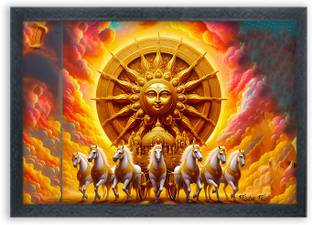 Devatwal Seven Horse Photo Frame For Wall Mounted Painting Digital Reprint 10 inch x 14 inch Painting