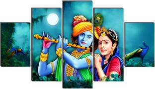 SNDArt (5P-8900)Set Of 5 Radha Krishna Religious UV Textured Home decorative Digital Reprint 18 inch x 30 inch Painting