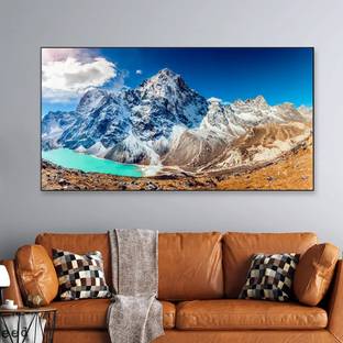 Dekorstation Big Panoramic Beautiful Mountain Canvas Wall Painting With Floating Frame Canvas 48 inch x 24 inch Painting