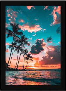 FRIZZY ARTS Tropical Sunset Dreams Digital Reprint 20 inch x 14 inch Painting