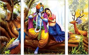 god & god's Beautiful Radha Krishna Ji Under the Tree Set to Décor your Living Spaces Digital Reprint 18 inch x 12 inch Painting