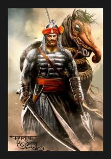 jog craft maharana pratap photo frame,maharana pratap photo, paintin Digital Reprint 20 inch x 14 inch Painting