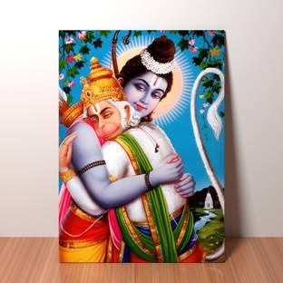 AttoPlate Magnetic | LORD RAM AND HANUMAN DIVINE MILAP | Religious Painting for Home Decor Digital Reprint 15.75 inch x 11.25 inch Painting